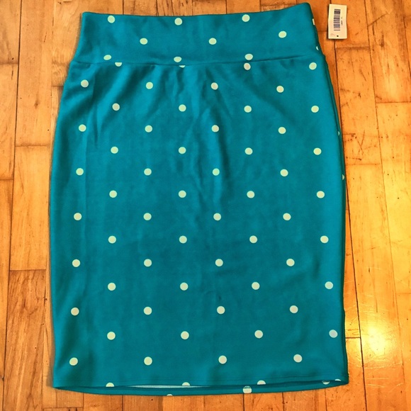 LuLaRoe Dresses & Skirts - LuLaRoe NWT XL Turquoise Polka Dot Cassie Skirt